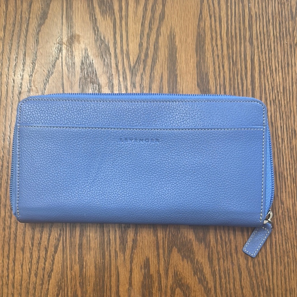 Blue Leather Levenger Zip Wallet